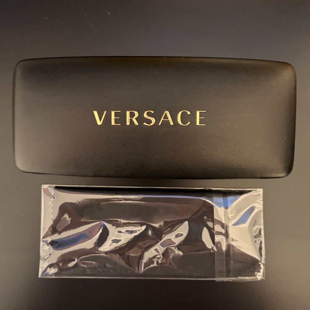 Versace Black Case with Gold Logo and Polishing Cloth